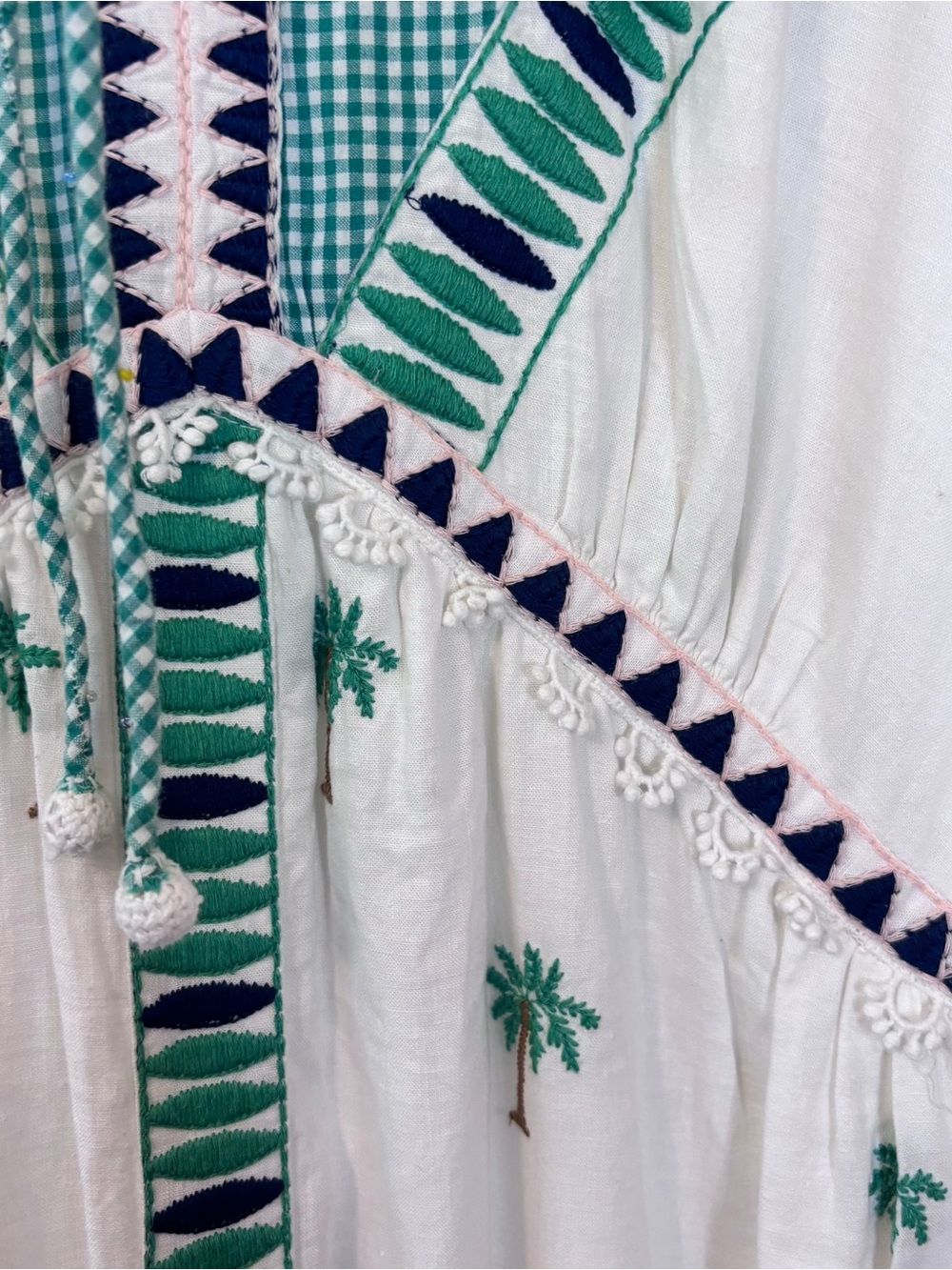 FARM Rio Bohemian Linen Maxi Dress with Green Palm Embroidery - Picture 12 of 14